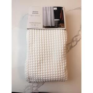 Threshold Waffle Weave Shower Curtain 72x72 White Cotton Blend Textured